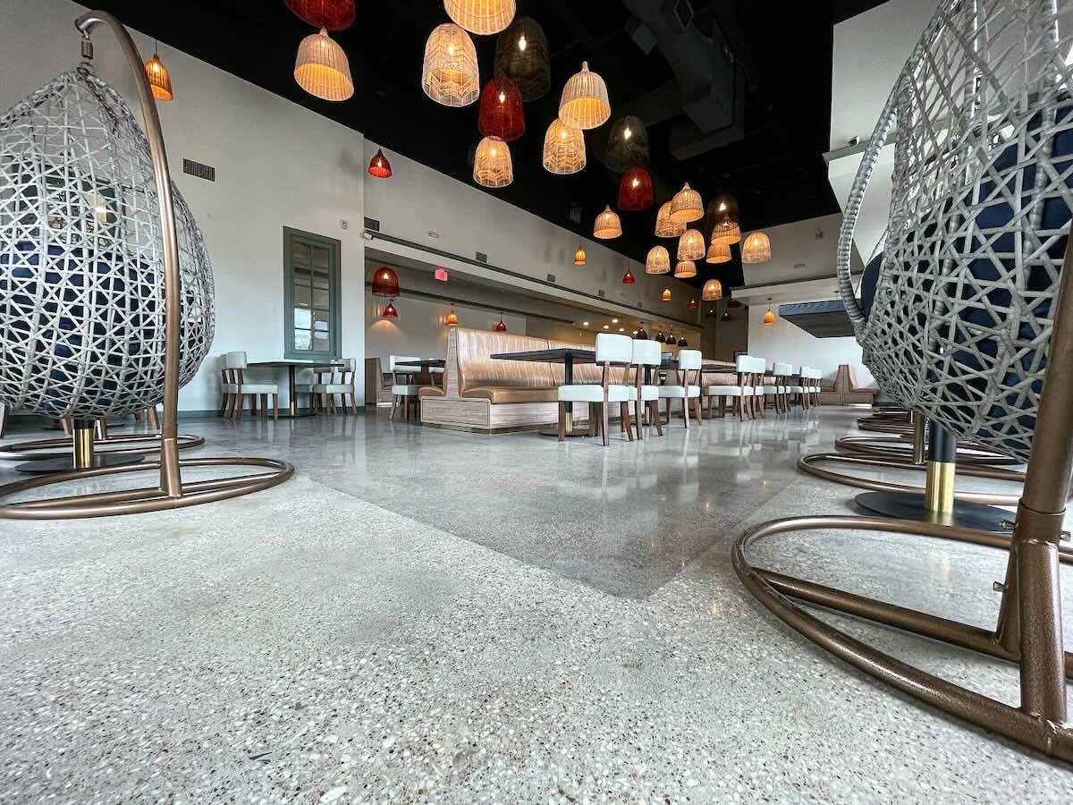 1500 grit polished concrete in a restaurant, Houston