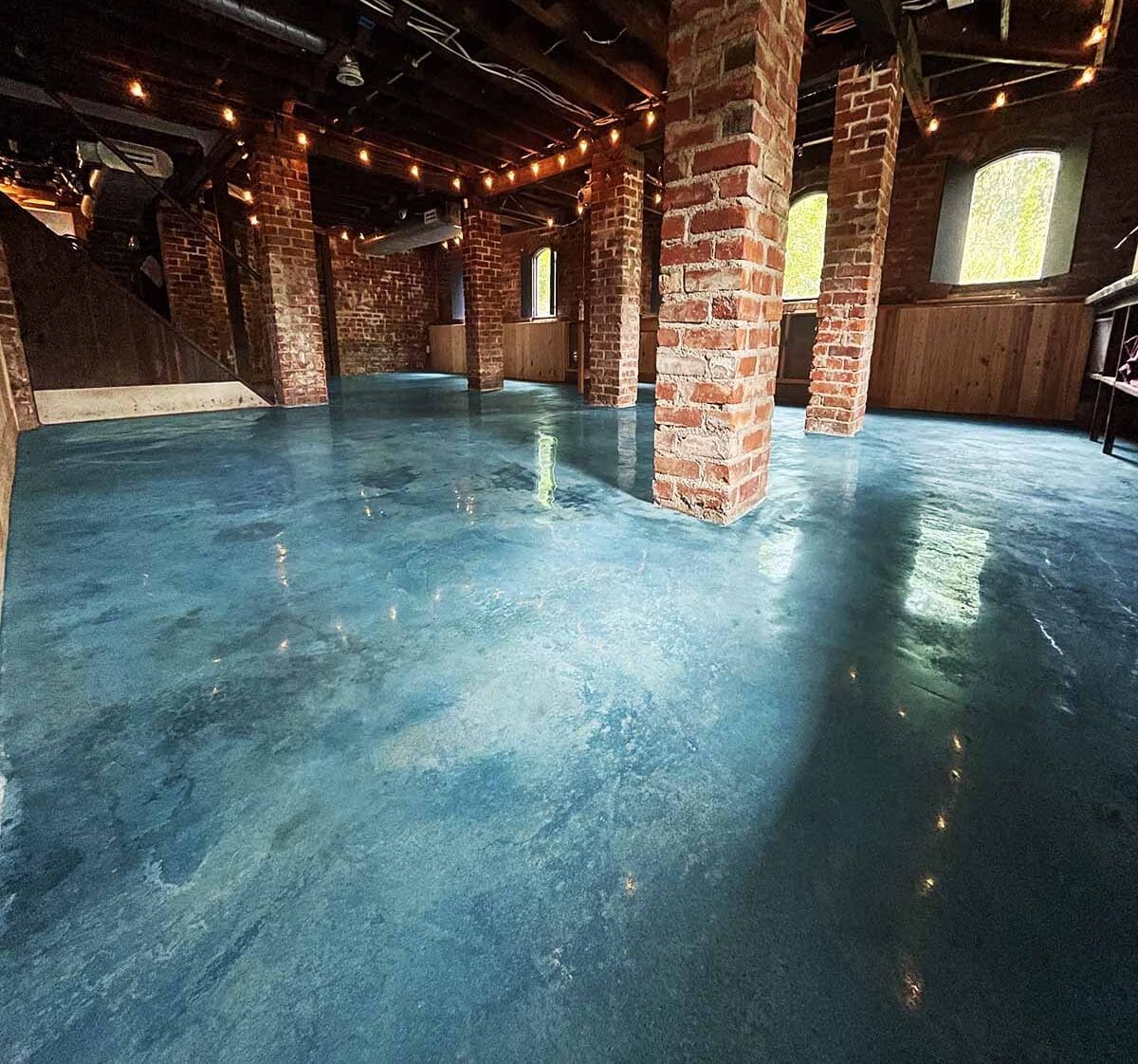blue rustic stained concrete