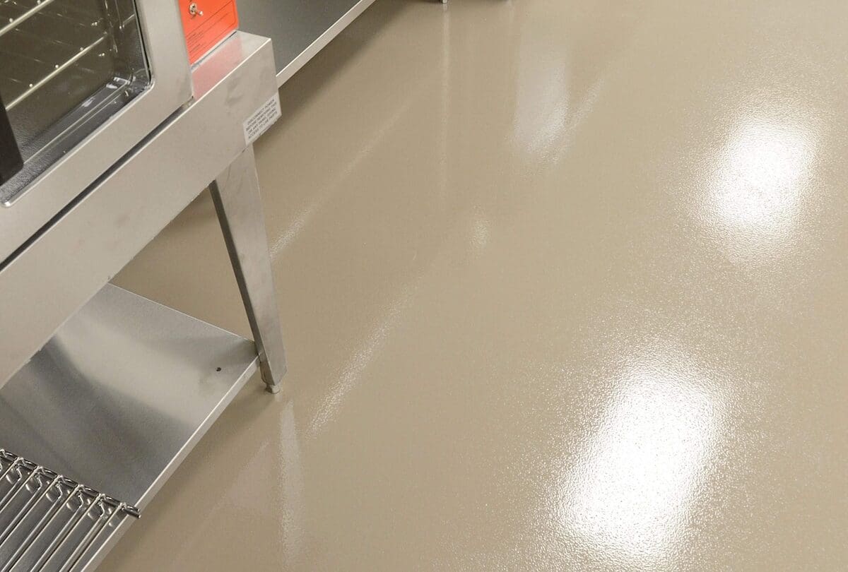 close view on epoxy flooring with grip additive
