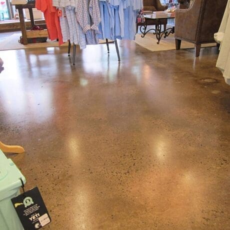 Satin finish grind&seal concrete in a clothing store